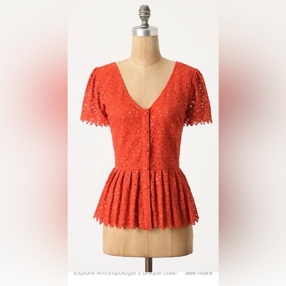 Anthropologie two of us lace top peplum size 0